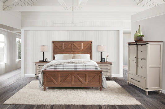 Farmhouse Chic Rustic Bed – Bourbon Oak