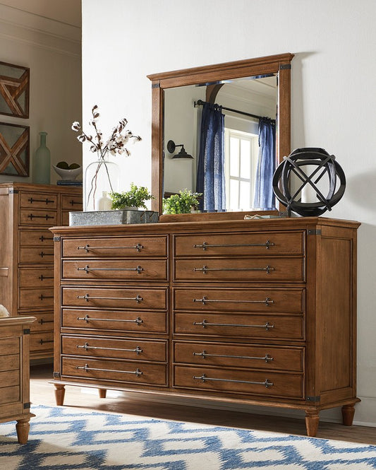 Farmhouse Chic 6-Drawer Dresser - Bourbon
